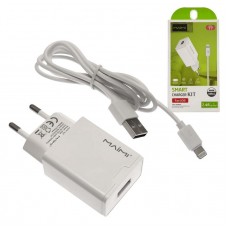 Зарядное сетевое сзу USB Maimi T7 2.4A + lightning кабель, белый