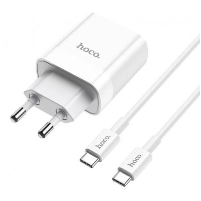 Зарядное сетевое сзу USB Hoco C80A быстрое QC 3.0 + Type-C PD белый