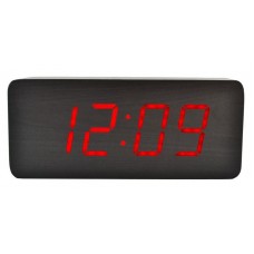 Часы LED с термометром VST-865 черное дерево красные цифры