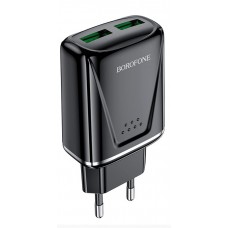 Зарядное сетевое сзу usb 2x Borofone BA54 быстрое QC 3.0 черный