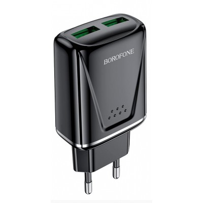 Зарядное сетевое сзу usb 2x Borofone BA54 быстрое QC 3.0 черный