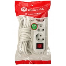 Удлинитель 3 розетки 5m с кнопкой MRM M-313 A850 белый