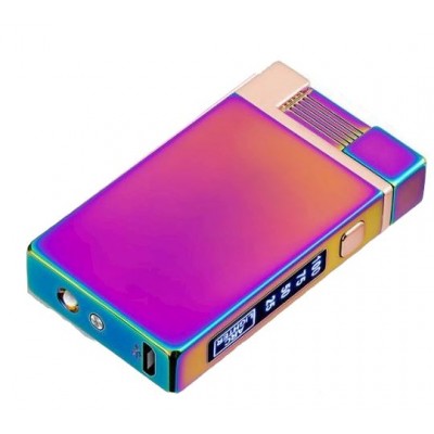 Зажигалка Usb плазменная 2 дуги 21-06 с фонариком металл хамелеон