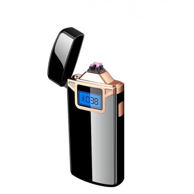 Зажигалка Usb плазменная 2 дуги 21-14 LCD дисплей счетчик металл черная