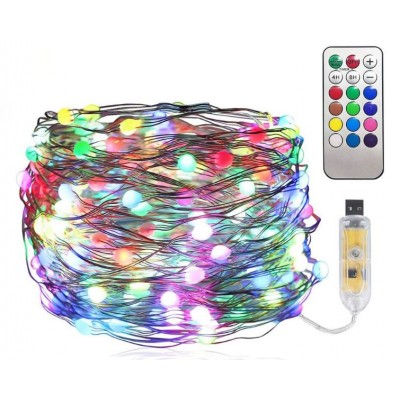 Лента гирлянда влагозащищенная USB Пульт Bluetooth Striscia LED RGB 10m