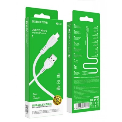 Кабель Micro USB Borofone BX51 белый 1m