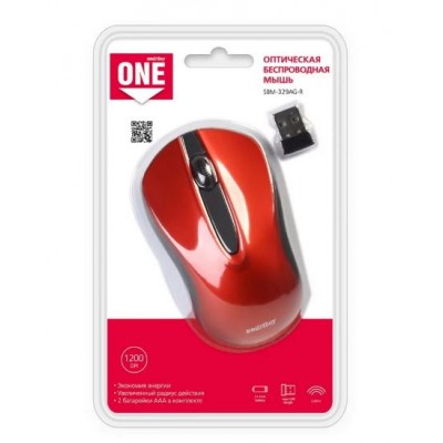 Мышка беспроводная Smartbuy SBM-329AG-R, красная