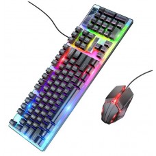 Комплект игровой с подсветкой клав + мышь Hoco GM18, черный