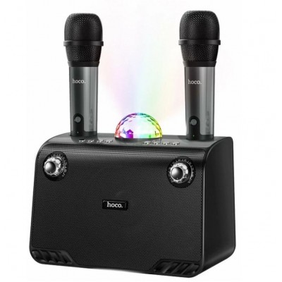 Колонка Bluetooth MP3 FM караоке 2 микрофона Hoco BS41 черная