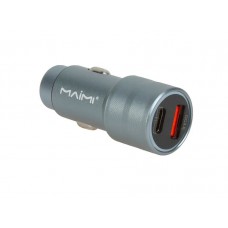 Зарядное автомобильное быстрое АЗУ usb Maimi CC110 36W QC 3.0 + Type-C PD гнездо metall grey