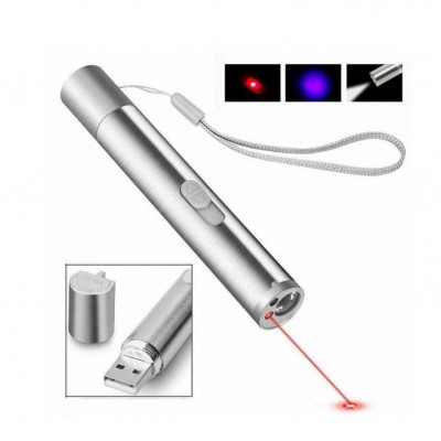 Фонарик - брелок 3в1 лазер+белый+УФ ZK-9127 USB