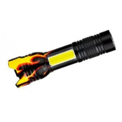 Фонарик металлический YYC-821M Zoom, Cob, Micro Usb