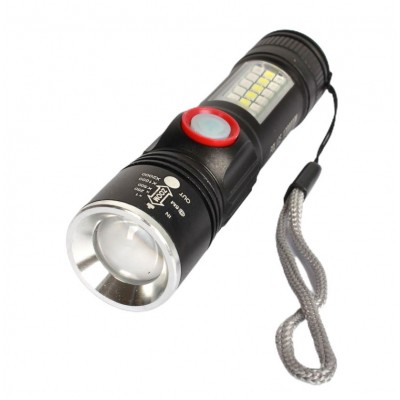Фонарик металлический YYC-2006-P50, зум, COB, мигалка, USB