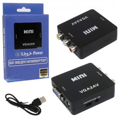 Конвертер видеосигнала VGA - AV RCA (тюльпан) MINI VGA2AV A3406